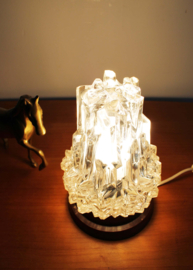 Vintage plafonnière van dik glas, Glashütte Limburg? Retro plafonnière / Thabur lamp