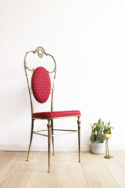 Antieke koper / messing stoeltje, Chiavari-stijl. Vintage Regency stoel.