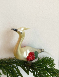 Glazen vintage kerstversiering - vogel. Antieke kerstbal op knijpertje