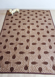 Bruin/beige vintage deken van dralon. Vegan sprei / retro plaid