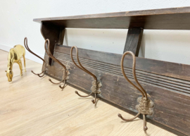 Antieke kapstok met waterspuwer haken, Frans? Vintage wandkapstok