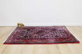 Kleurrijk handgemaakt vloerkleed. Roze vintage tapijtje / deur / badmat