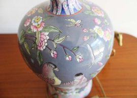 XXL lamp met vogels -Chinees. Keramieken vintage tafellamp