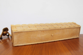 Grote vintage bloembak, EMSA? Retro plantenbak met houtdecor