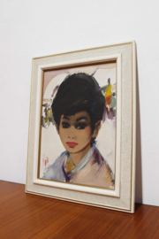 Origineel portret van een vrouw in vintage lijst. Authentiek schilderij,  Willem Jilts Pol?