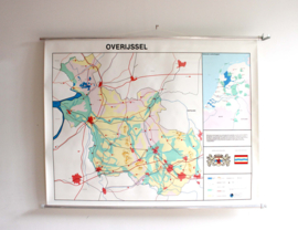 Vintage schoolplaat - Overijsel / Nederland. Retro Geografie landkaart