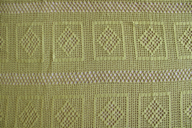 Grote groene vintage sprei. Gehaakte bohemien plaid / deken
