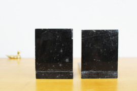 Set Art Deco boekensteunen. Zwart marmeren vintage bookends