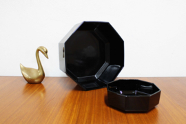 Set glazen vintage schaal- Arcoroc -France - Octime. Twee zwarte retro schalen