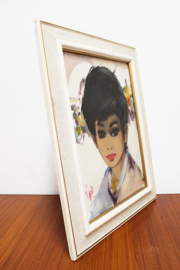 Origineel portret van een vrouw in vintage lijst. Authentiek schilderij,  Willem Jilts Pol?