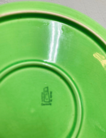 Grote set aardewerk vintage fondue borden. 11 groene retro bordjes