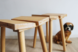 Set van 2 retro krukken. Houten Ypperlig krukjes - IKEA - Hay