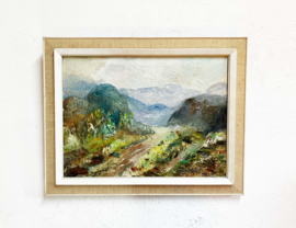 Origineel schilderij van een berglandschap. Impressionistisch tafereel / landschap