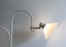 Witte vintage vloerlamp - P.J.Copini? Retro design lamp met 2 glazen kappen.