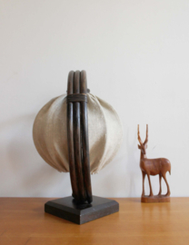 Vintage Manou tafellamp jaren 70. Retro rotan safari lamp
