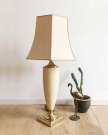 Grote vintage tafellamp - Maison Le Dauphin. Grote keramieken lamp met kap