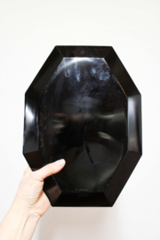 Zwart glazen vintage schaal- Arcoroc -France Octime. Retro bord