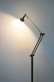 Hollywood Regency lamp met witte kap. Gouden vintage vloerlamp