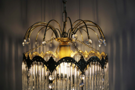 Prachtige goudkleurige vintage kroonluchter. Hollywood Regency hanglamp