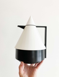 Wit - zwarte vintage thermoskan -Emsa - model Rio. Retro koffiekan / thermosfles