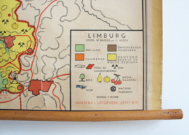 Vintage schoolplaat - Limburg (Provincie / Nederland). Retro landkaart
