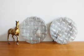 Set van 2 vintage plafonnières van dik glas. Retro plafond / wand lamp - Eickmeier