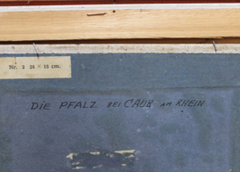 Set schilderijtjes in klassieke lijst. Twee originele  landschapjes