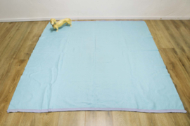 Grote blauwe vintage deken. Wollen retro sprei - 170 x 180 cm.