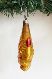 Glazen vintage kerstbal - visje. Antieke kerstversiering/ ornament