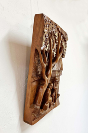 Groot hand gesneden houten paneel. Vintage kunstwerk / Oosters paneel