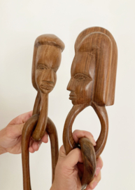 Vintage handgesneden houten vruchtbaarheidsketting. Afrikaanse huwelijksketting
