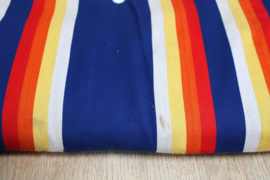 Set van 2 vintage tuinstoelkussens. Twee  blauw gestreepte retro kussens