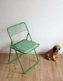 Groene vintage klapstoel -Niels Gammelgaard - IKEA. Metalen retro design stoel
