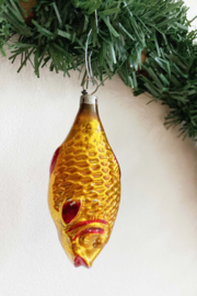 Glazen vintage kerstbal - visje. Antieke kerstversiering/ ornament