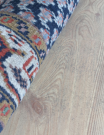 Handgemaakt vintage tapijt - Mir. Blauw wollen Oosters kleed