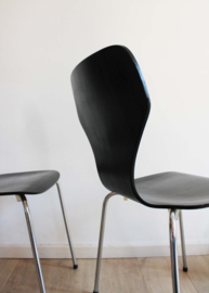 Set zwarte vintage stoelen. Retro design stoel - Phoenix - Made in Denmark