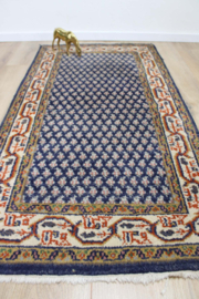 Handgemaakt blauw Oosters kleed - Mir. Wollen vintage tapijt