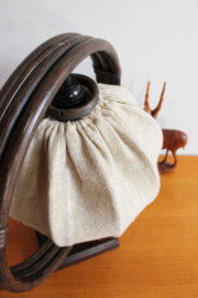 Vintage Manou tafellamp jaren 70. Retro rotan safari lamp