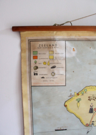 Vintage schoolplaat - Zeeland - (Provincie / Nederland). Retro landkaart
