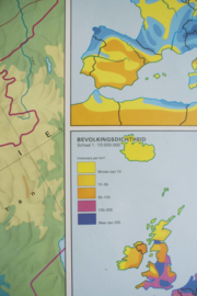 Super grote vintage schoolplaat van Europa. Retro Geografie landkaart/wereldkaart, 1978