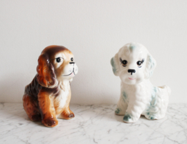 Koddige vintage honden bloempotjes. Retro potjes, Cocker Spaniël en Poedel
