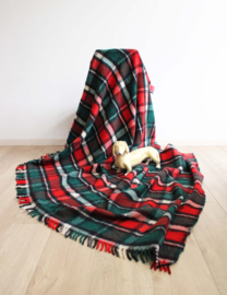 Geblokte wollen vintage deken. Retro Tartan plaid / sprei met ruitjes