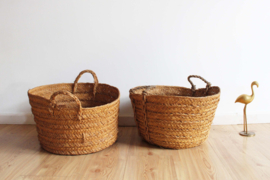 Set rieten Ibiza stijl manden. Bohemien opberg mand of overpot voor planten