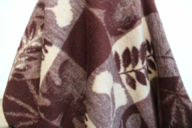 Grote bruin/beige vintage deken van dralon. Tweepersoons vegan sprei/ retro plaid