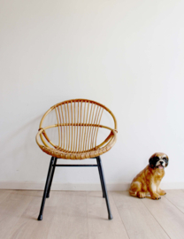 Vintage rotan fauteuil, Rohe Noorwolde. Rieten retro stoeltje