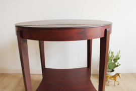 Ronde Art Deco tafel. Houten vintage salon / bijzettafel - Amsterdamse School