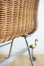 Vintage rotan stoel, Dirk van Sliedregt voor Rohe. Retro design stoeltje.