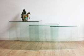 Glazen vintage mimiset. 3 retro design tafeltjes van glas / nesting tables