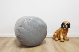 Grijze vintage lapjes poef. Retro patchwork Ottoman/ kussen