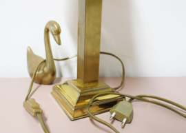 Goudkleurige tafellampje met creme kap. Vintage lamp